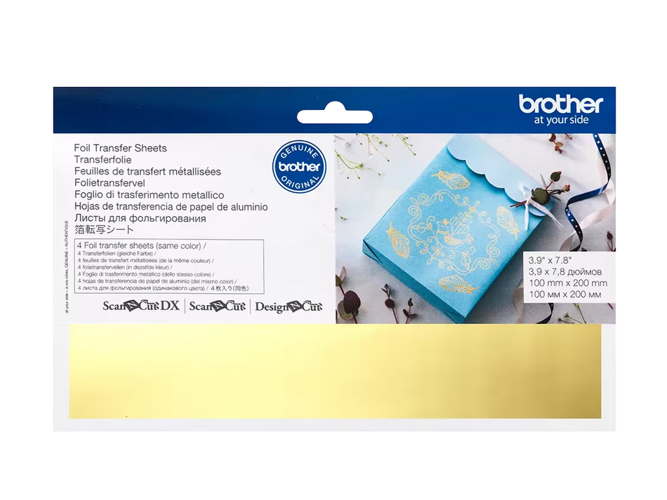 (CAFTSGLD1) 4 Hojas de Transferencia de Papel Aluminio Dorado (Foil)