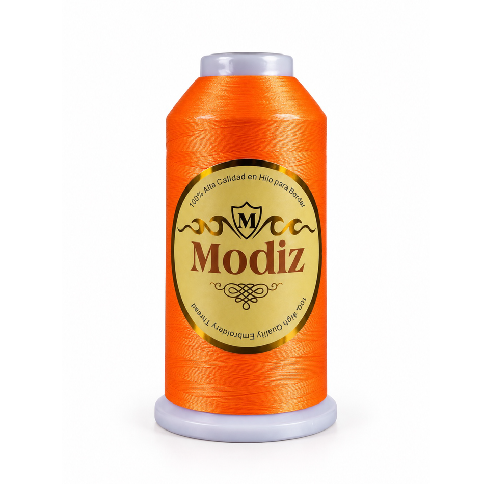 (P2801) Hilo Naranja Fosfo para Bordado Poliéster 5,000m Modiz 2801